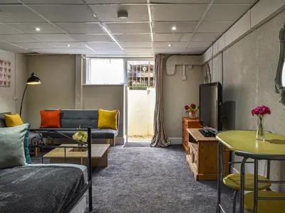 a living room with a couch and a table at Apartment 786 At The Granville in Blackpool