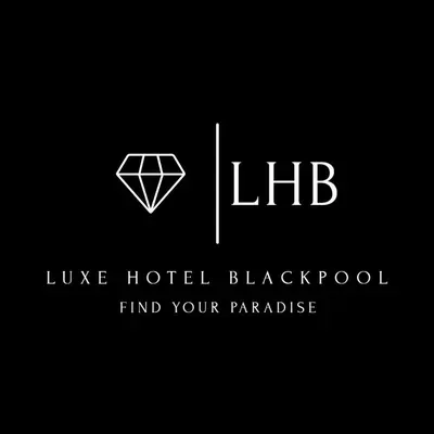 a black and white logo with a diamond at Luxe Hotel Blackpool in Blackpool