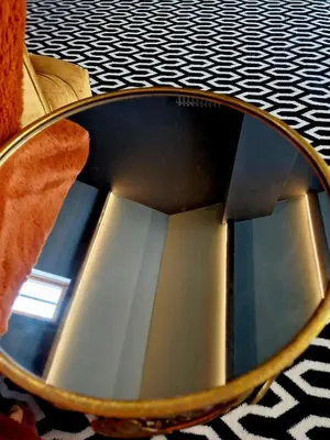 a mirror reflection of a window on a floor at The Hamilton - The Studio luxury holiday let's in Scorton