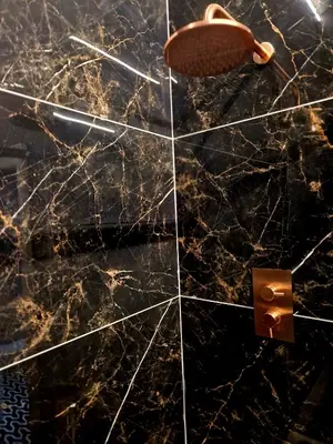 a black marble counter top with a purse on it at The Hamilton - The Studio luxury holiday let's in Scorton