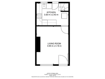 a floor plan of a small house at 2 Bed Laburnum House - Free Parking & Private Yard in Blackpool