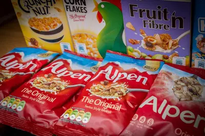 a pile of cereal bags sitting on a table at The Beechcliffe Hotel - Over 35's Only in Blackpool