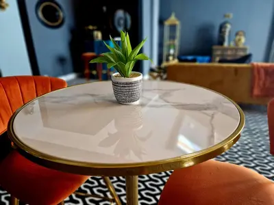 a table with a potted plant sitting on top of it at The Studio in Preston