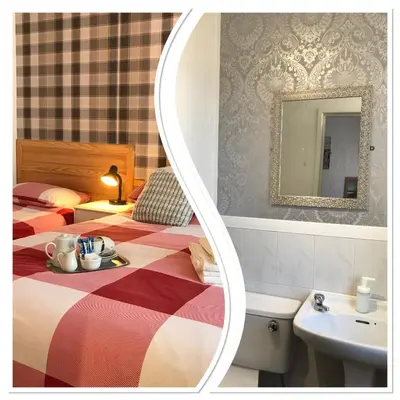 a room with a bed with a sink and a mirror at The Rutland in Blackpool