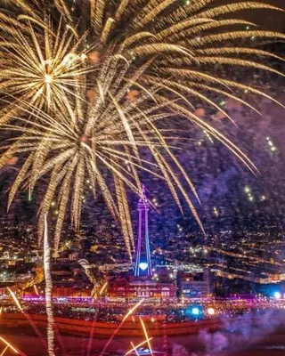 a view of the eiffel tower with fireworks at The Bailey Hotel Blackpool in Blackpool