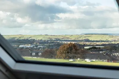 a view from a car window of a city at Loft apartment in Accrington Stunning Lancashire views in Church