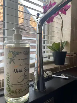 a bottle of dish soap sitting next to a sink at Fylde Coast Stays - Home from Home in Freckleton