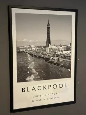 a black and white photo of the eiffel tower at Blackpool Townhouse in Blackpool