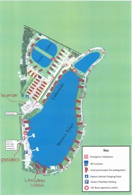 a map of a resort with a map of the water at Luxury Langham Lodge in Clitheroe