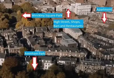 a map of the campus of university square park at Large 2 Bedroom City Centre Apartment + Parking in Preston