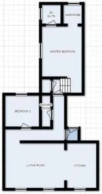a black and white floor plan of a house at Large 2 Bedroom City Centre Apartment + Parking in Preston