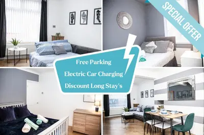 a collage of images of a bedroom and a living room at Reduced Price, Long or Short Stays, Free Parking in Liverpool