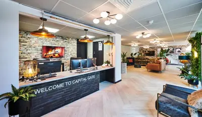 a lobby with a welcome to corporate office at For Students Only - Capital Gate in Liverpool in Liverpool