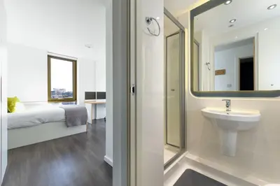 a bathroom with a sink and a mirror at For Students Only Byrom Point in Liverpool in Liverpool