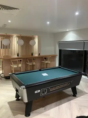 a pool table in the middle of a room at For Students Only Byrom Point in Liverpool in Liverpool