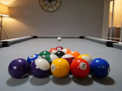 a group of billiard balls on a pool table at Great Liverpool Location! in Liverpool