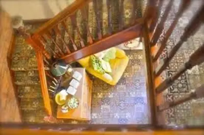 a staircase with food on top of it at Brandreth Barn in Burscough