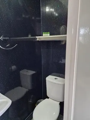 a bathroom with a white toilet and a sink at Number 40 in Blackpool
