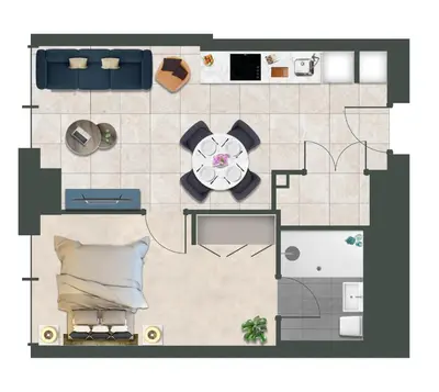 a floor plan of a room with a table at Charles Hope Liverpool in Liverpool