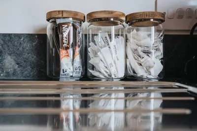 a group of glass jars sitting on top of a stove at Chavasse Apartments, 1 Bed Studio, Parking - Pass the Keys in Liverpool