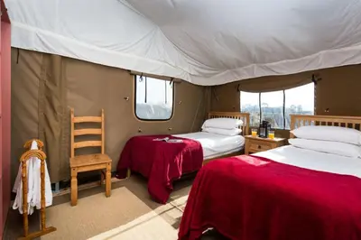 a bedroom with two beds and a tent at Snipe - Bleasdale in Chipping