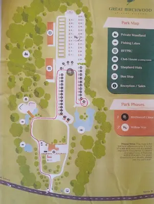 a site plan of a park with a building at Lake View Lodge in Lytham St Annes