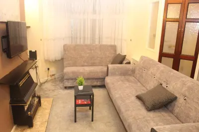 a living room with a couch and a tv at mater dei suite near royal liverpool hospital in Liverpool