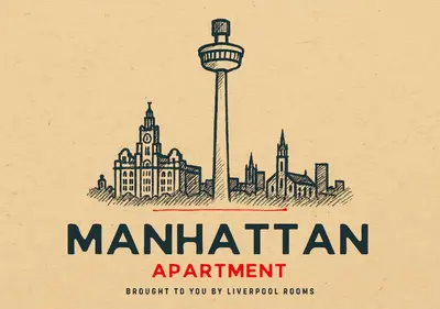 a drawing of the monuments of manhattan and a lighthouse at Manhattan Suites Near Liverpool ONE sleeps 4 in Liverpool