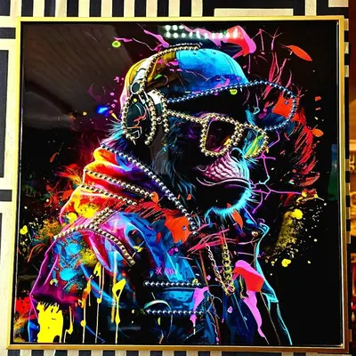 a painting of a person wearing a mask at Sapphire hotel blackpool promenade in Blackpool