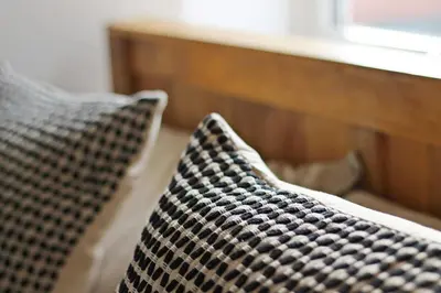 a close up of a black and white couch at Home in Chorley, Lancashire in Chorley