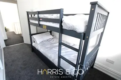 a bunk bed in a room with a bunk bed frame at Roundtree & Berry - Fleetwood in Fleetwood
