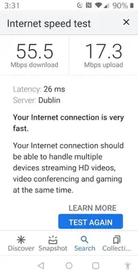 a screenshot of a cell phone with the incorrect speed test at Estuary View Bank House Stunning apartment in Millom