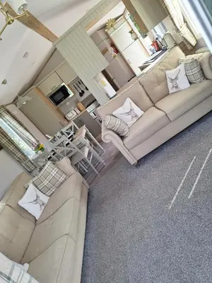 an overhead view of a living room with two couches at Inside No.2 Retreat in Carnforth