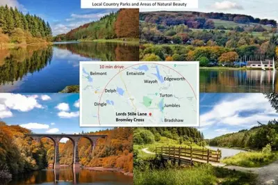 a collage of different pictures of a lake at Bright Double Room l Smart TV l 5 Minute Walk from Train Station in Egerton