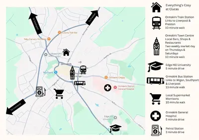 a map showing the locations of proposed eruptions at Everythings Cosy at Clucas in Ormskirk