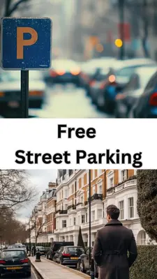 a man walking down a city street with a parking sign at Spacious Home - Sleeps 5 persons - Minutes Walk from Anfield Stadium in Liverpool