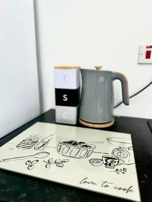 a counter top with a coffee maker and a coffee pot at No 6 - Home away from Home in Liverpool