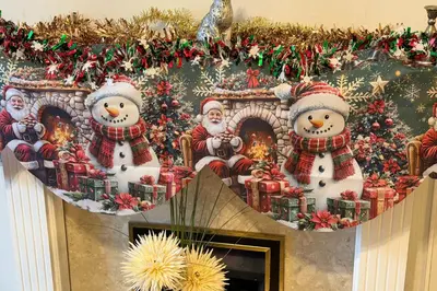 a display of christmas decorations on a wall at 7-Bed Beachside Retreat - Sleeps 14 & Pet Friendly in Blackpool