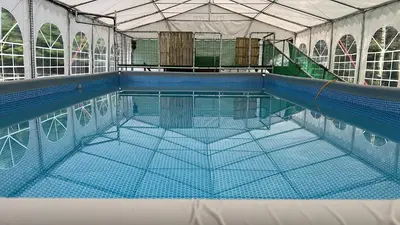 an overhead view of a swimming pool at Luxury Country Lodge in Bretherton - Sleeps 4 in Bretherton