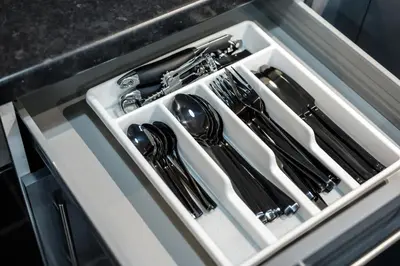 a white tray with cutlery in a kitchen at Anfield Cosy Stays - Air Host & Stay - Sleeps 14 in Liverpool