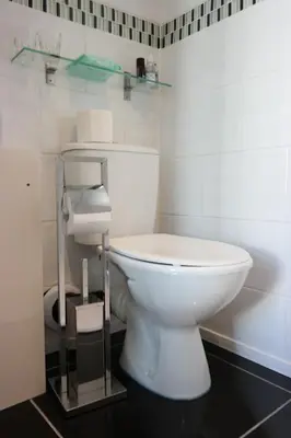 a bathroom with a white toilet in a room at Shananagens Guesthouse in Blackpool