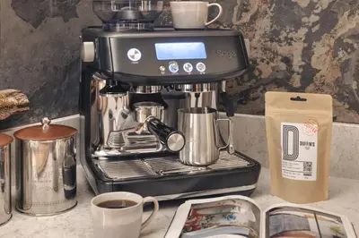 a coffee maker sitting on top of a counter at Mead Cottage a Tranquil Retreat in the Heart of the Lake District - Ridgestone in Lindale