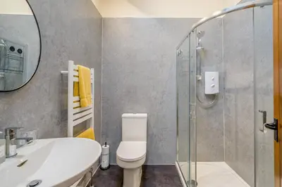 a bathroom with a toilet and a sink and a shower at 2 Bed in Oakenclough oc-m30216 in Scorton