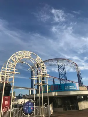 a roller coaster at a theme park at Shores Holiday Apartments in Blackpool
