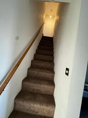 a stairway in a building with a stair case at Double bed BW4 Accrington Burnley in Accrington