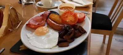 a plate of breakfast food on a table at The Norwood Hotel in Blackpool