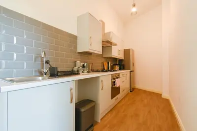 a kitchen with a sink and a counter top at Suite in the center of Great Harwood in Great Harwood