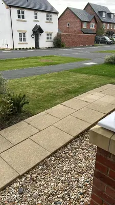 a sidewalk in a yard with a house and a street at Spacious Luxurious Serviced Accommodation 7 in Preston