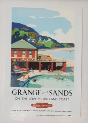 a poster of a resort with people in a swimming pool at Ivy's in Grange Over Sands