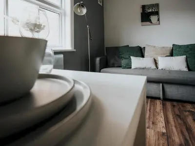 a living room with a couch and a table at Flat 3, Colquitt St, 1 Bed, L1 - Pass the Keys in Liverpool